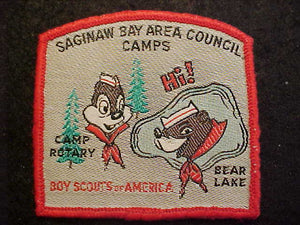 SAGINAW BAY AREA COUNCIL CAMPS, ROTARY & BEAR LAKE, 1960+-, WOVEN, USED
