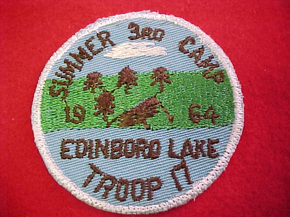 edinboro lake, 3rd summer camp, troop 17, 1964