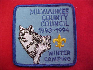 milwaukee county council, winter camping, 1993-1994