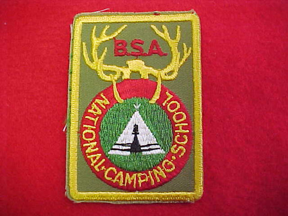 national camping school, 1960's khaki green twill, cloth back, Cut Edge