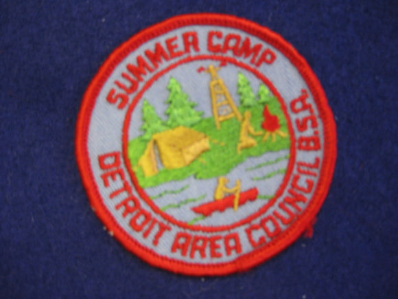 Detroit Area Council , Summer Camp , Cloth Back , 1960's