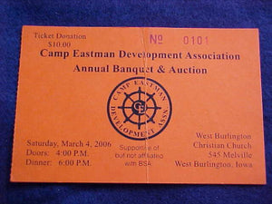 EASTMAN DEVELOPMENT ASSOCIATION 2006 ANNUAL BANQUET AND AUCTION TICKET