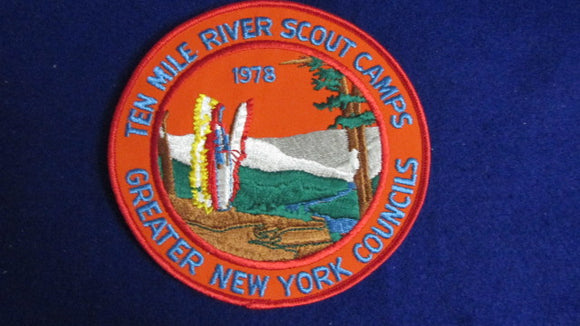 Ten Mile River Scout Camps 1978, Jacket Patch, Small Font 