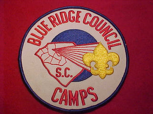 BLUE RIDGE COUNCIL JACKET PATCH, 1980, 6" ROUND, USED