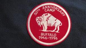 Camp Buffalo, 1946-1996, 6" round, embroidered on velvet