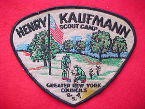 henry coffman scout camp, greater new york councils, 1960's, 5 3/4" odd shape, used, tan bground