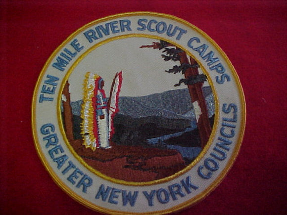 jacket patch, ten mile river scout camps, greater new york councils, 1960's, 6 round