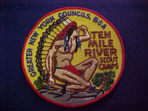 jacket patch, ten mile river scout camps, greater new york councils, 1960's, 5 round
