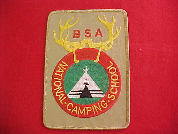 National Camp School, 4.25x6 jacket patch, tan twi