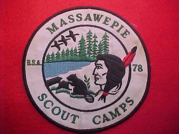MASSAWEPIE SCOUT CAMPS JACKET PATCH, 1978, USED
