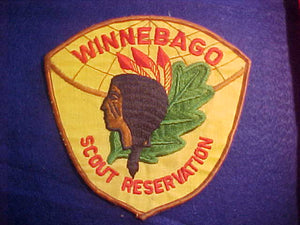 WINNEBAGO SCOUT RESERVATION JACKET PATCH, 6", SLIGHT USE