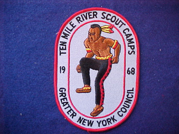 ten mile river scout camps, greater new york councils, 1968, 6 tall oval shape