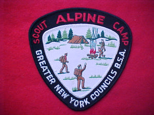 alpine scout camp, greater new york councils, hikers w/campfire, 6" odd shape