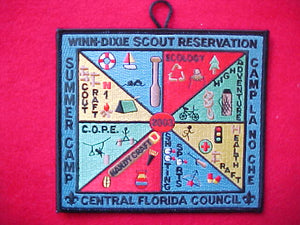 winn-dixie scout reservation, la-no-che, central florida council, 2003, 5x5 1/2" rectangle w/loop, black bdr.