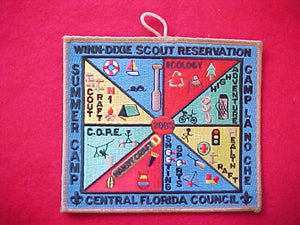 winn-dixie scout reservation, la-no-che, central florida council, 2003, 5x5 1/2" rectangle w/loop, lt. brn. Bdr.