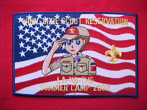 winn-dixie scout reservation, la-no-che, central florida council, 2002, 7x4 3/4" rectangle, blue bdr.