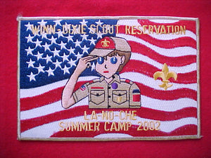winn-dixie scout reservation, la-no-che, central florida council, 2002, 7x4 3/4" rectangle, tan bdr.