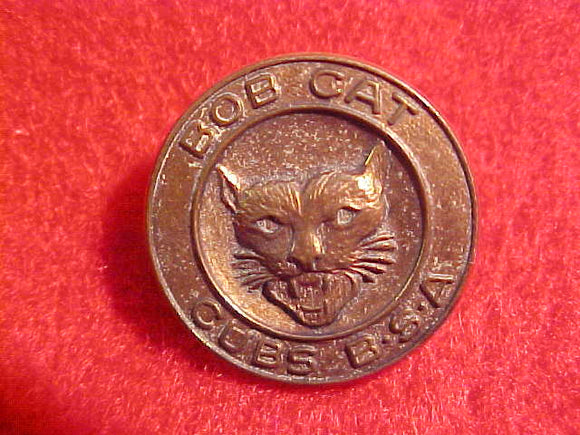 BOB CAT PIN,CUBS BSA,1930-46. THIN METAL WWII VARIETY,BENT WIRE CLASP
