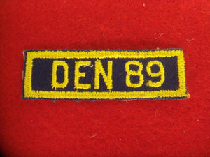 Den 89 Patch Cloth Back Rare High Number