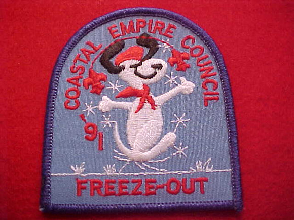 SNOOPY PATCH, 1991, COASTAL EMPORE C. FREEZE-OUT