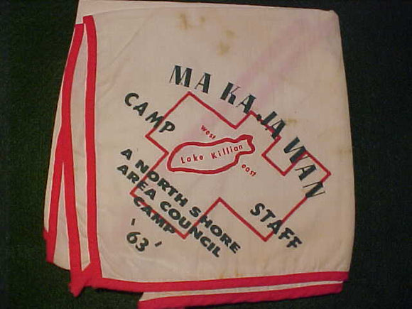 MA-KA-JA-WAN CAMP NECKERCHIEF, STAFF, NORTH SHORE AREA COUNCIL, USED