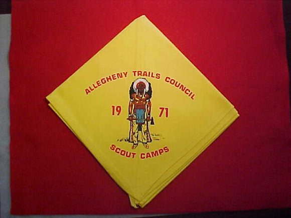 ALLEGHENY TRAILS COUNCIL SCOUT CAMPS NECKERCHIEF, 1971, SLIGHT USE