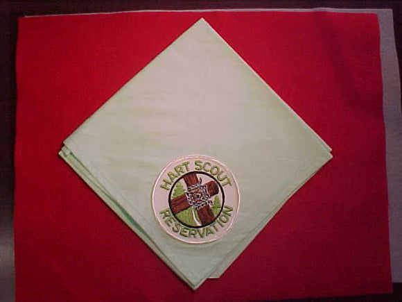 HART SCOUT RESERVATION NECKERCHIEF WITH PATCH, LIGHT GREEN COTTON