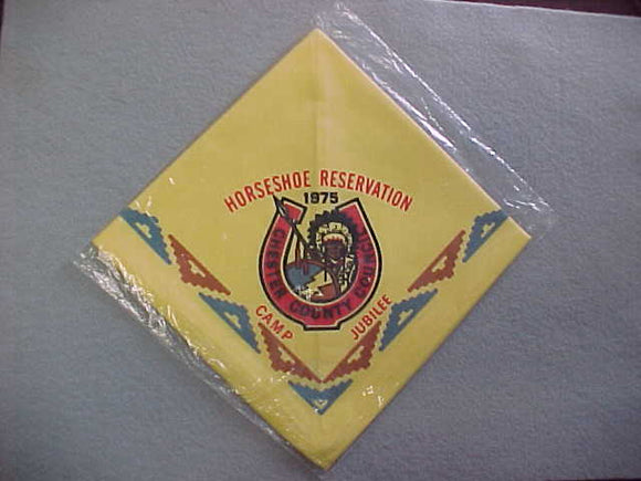 HORSESHOE SCOUT RESERVATION NECKERCHIEF, CHESTER COUNTY COUNCIL, 1975, MINT IN ORIGINAL BAG