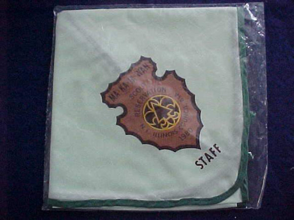 MA-KA-JA-WAN SCOUT RESV. NECKERCHIEF, 1980, STAFF, N. E. ILLINOIS COUNCIL, STAFF, MINT