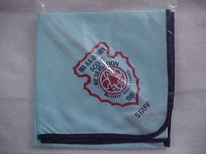 MA-KA-JA-WAN SCOUT RESV. NECKERCHIEF, 1981, STAFF, N. E. ILLINOIS COUNCIL, STAFF, MINT IN ORIG. BAG