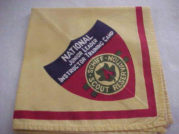 SCHIFF SCOUT RESV. NECKERCHIEF, NATIONAL JUNIOR LEADER INSTRUCTOR TRAINING CAMP, USED