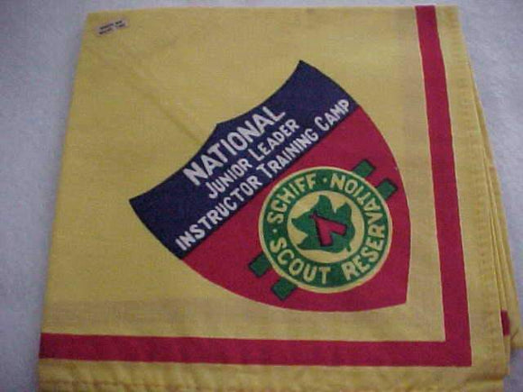 SCHIFF SCOUT RESV. NECKERCHIEF, NATIONAL JUNIOR LEADER INSTRUCTOR TRAINING CAMP, SMALL STAIN