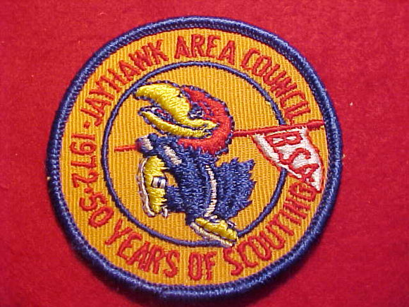 JAYHAWK AREA COUNCIL PATCH, 1972 - 50 YEARS OF SCOUTING