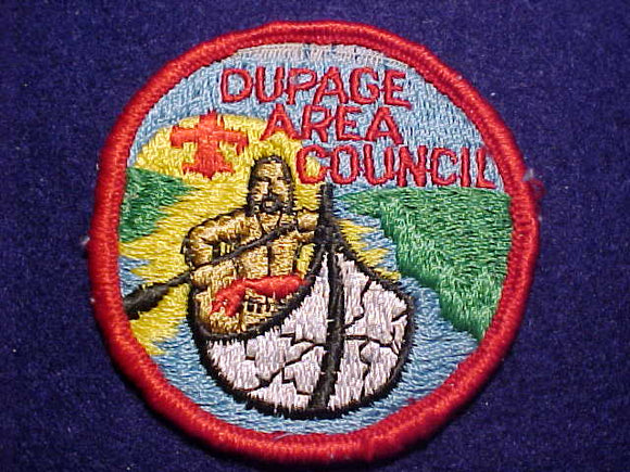 DUPAGE AREA COUNCIL PATCH, RED FDL, ROLLED BDR., USED