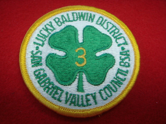 Lucky Baldwin District 3, San Gabriel Valley Council, fully embroidered