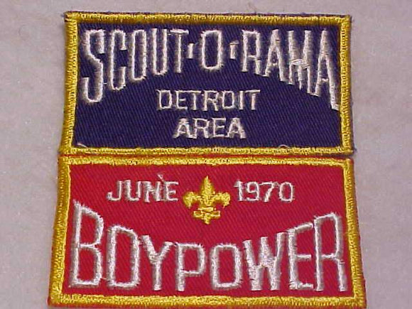 1970 DETROIT AREA COUNCIL PATCHES (SET OF 2), SCOUT-O-RAMA/BOYPOWER