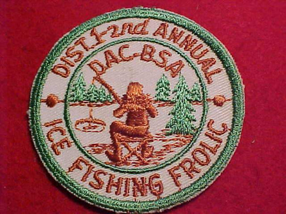 1950'S DETROIT AREA C., DISTRICT 1, 2ND ANNUAL ICE FISHING FROLIC, NO BUTTON LOOP