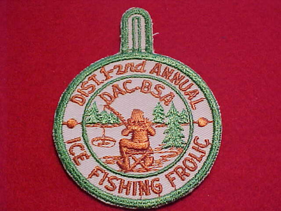 1950'S, DETROIT AREA C., DISTRICT 1 ICE FISHING FROLIC, W/ BUTTON LOOP
