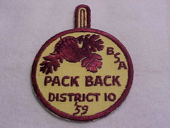 1959, DETROIT AREA C., DISTRICT 10 PACK BACK, PAPER ON BACK