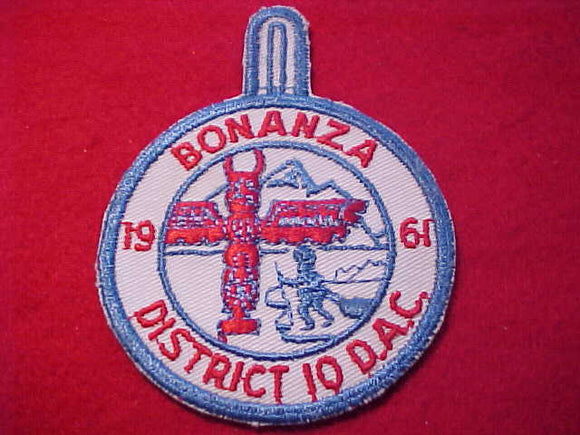 1961, DETROIT AREA C., DISTRICT 10 BONANZA, PAPER ON BACK