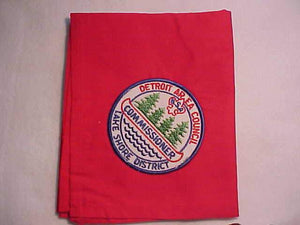 DETROIT AREA COUNCIL N/C, LAKE SHORE DISTRICT COMMISSIONER, RED N/C WITH PATCH