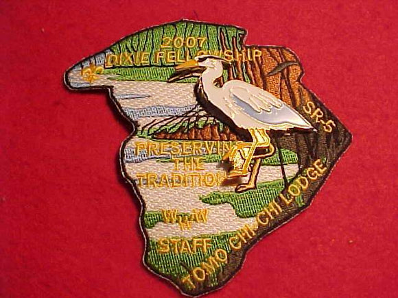 2007 DIXIE FELLOWSHIP PATCH + PARTICIPATION PIN, STAFF, TOMO CHI CHI LODGE