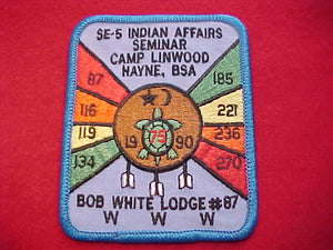 1990 SECTION SE-5, DIXIE INDIAN AFFAIRS SEMINAR, CAMP LINWOOD HAYNE, HOST LODGE 87-BOB WHITE