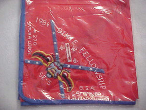 1982 SECTION SE5 DIXIE FELLOWSHIP NECKERCHIEF, HOST LODGE 270-SKYUKA, CAMP LEA, MINT IN ORIGINAL BAG