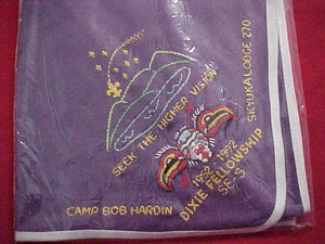 1992 SECTION SE5 DIXIE FELLOWSHIP NECKERCHIEF, HOST LODGE 270-SKYUKA, CAMP BOB HARDIN, MINT IN ORIGINAL BAG