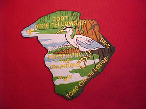 2007 SR5 DIXIE FELLOWSHIP JACKET PATCH, HOST LODGE 119 TOMO CHI-CHI, 7.5X8