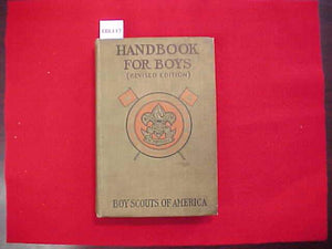 HANDBOOK FOR BOYS, BOY SCOUTS OF AMERICA, TYPE 2A, KHAKI COVER, PRINTED 1913-14, SOME STAINS ON COVER, WRITING INSIDE FRONT COVER