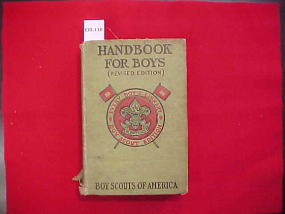HANDBOOK FOR BOYS, BOY SCOUTS OF AMERICA, TYPE 2A, GREEN COVER, PRINTED 1919-20, POOR CONDITION