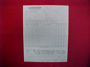 1978 CUSTOM DESIGN SPECIAL ORDER FORM,8.5" X 11",2 PAGES