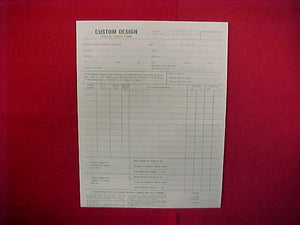 1980 CUSTOM DESIGN SPECIAL ORDER FORM,8.5" X 11",2 PAGES